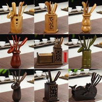 Solid Wood tea ceremony six gentlemen set kung fu tea set kung fu tea accessories cup holder bamboo tea clip Ebony wooden tea spoon tea shovel tea knife