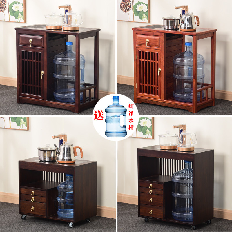 Solid wood mobile tea cabinet Nanzhu tea car Kung Fu tea electric tea stove Household simple tea table living room tea cabinet