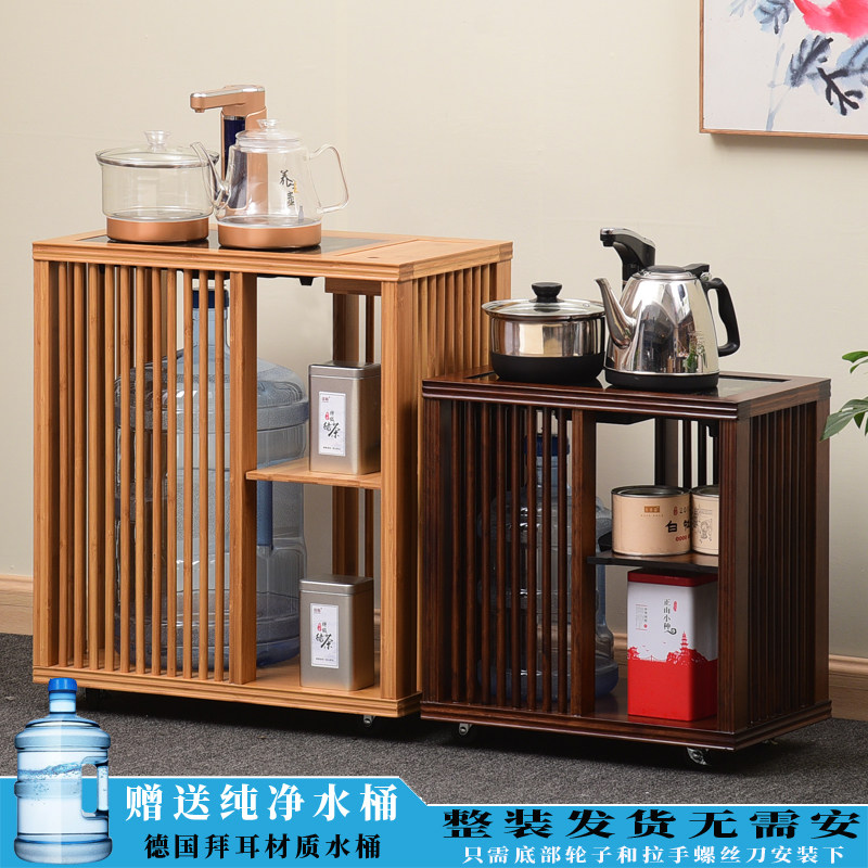 MOBILE BELT WHEEL TEA WATER CABINET BAMBOO TEA TABLE TEA TABLE SOLID WOOD TEA WATER CAR BRIEF APPROB. QUICK COOKING POT TEA TABLE HOME TEA TRAY TEA