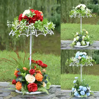 New outdoor lawn wedding props simulation floral hotel wedding dining room Net Red live window photography ornaments