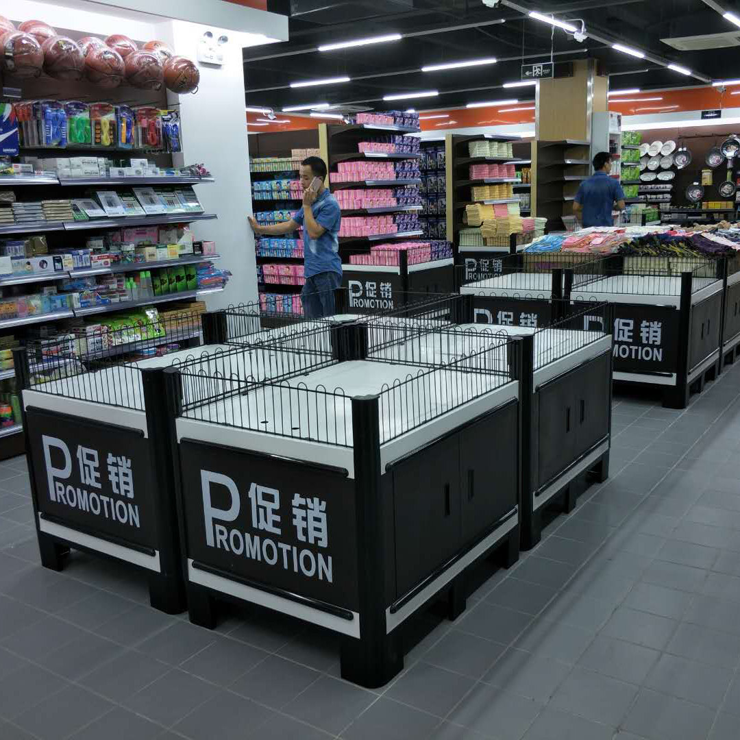 Clothing supermarket promotion desk display shelf shelves float rack stack head shelf fling truck special price processing table mobile wheel
