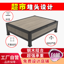 Supermarket headshelves display shelves special promotional Table milk snack rack display rack steel and wood cabinet pile