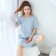 Váy ngủ nữ mùa hè cotton tinh khiết Hàn Quốc ngắn tay sinh viên dễ thương tươi mát cộng với size đồ ngủ mùa hè nữ na có thể mặc ở nhà - Đêm đầm