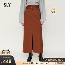 SLY summer new fashion solid color split high waist lace-up long skirt 030DAH31-5430