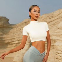 ZYM (0 2℃) short-sleeved top with exposed navel and beautiful back Latin dance practice clothes for women summer belted underwear 2327
