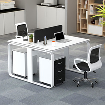 Four member staff desk brief modern computer desk office table and chairs combined station Guangdong office furniture