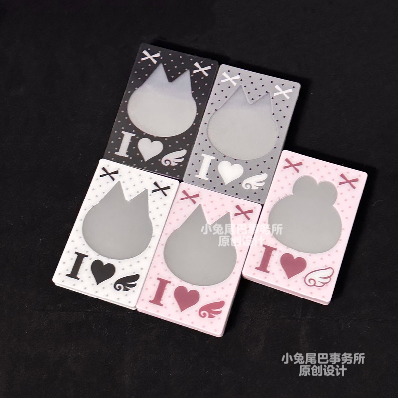 [in Stock, Shipped Within a Week] Original Design Rabbit Head Cat Head Heart Polka Dot Transparent Card Rabbit Head Transparent Card 3inch