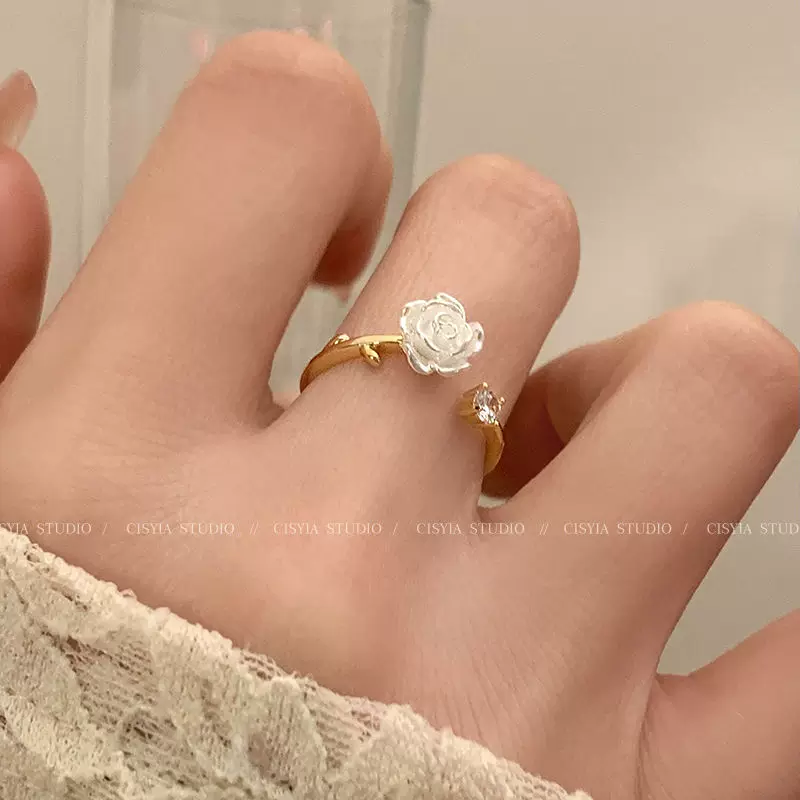 Mountain tea, small design ring, accessory, jewelry, light luxury style