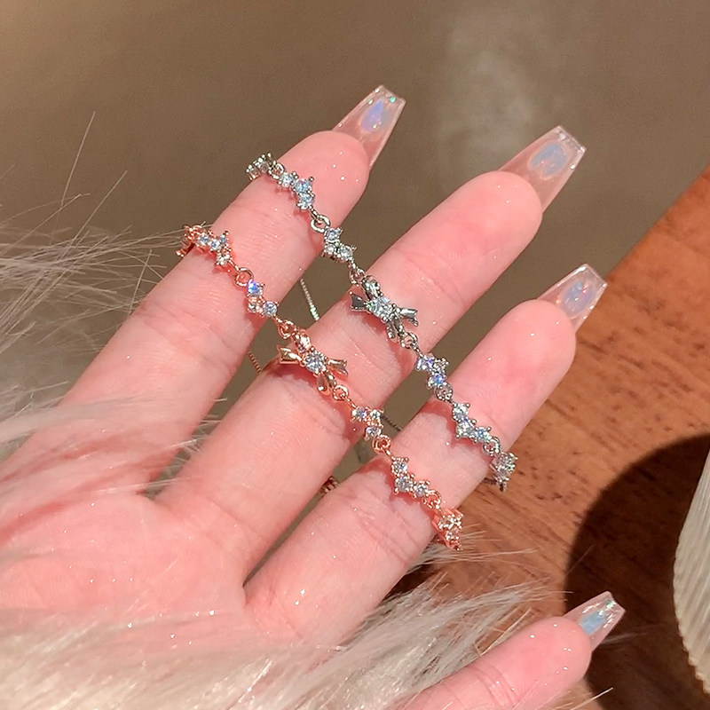 Exquisite Bow Bracelet for Women, Zircon Butterfly Bracelet, Best Friend Bracelet, Light Luxury Niche Exquisite Bracelet Ring Jewelry