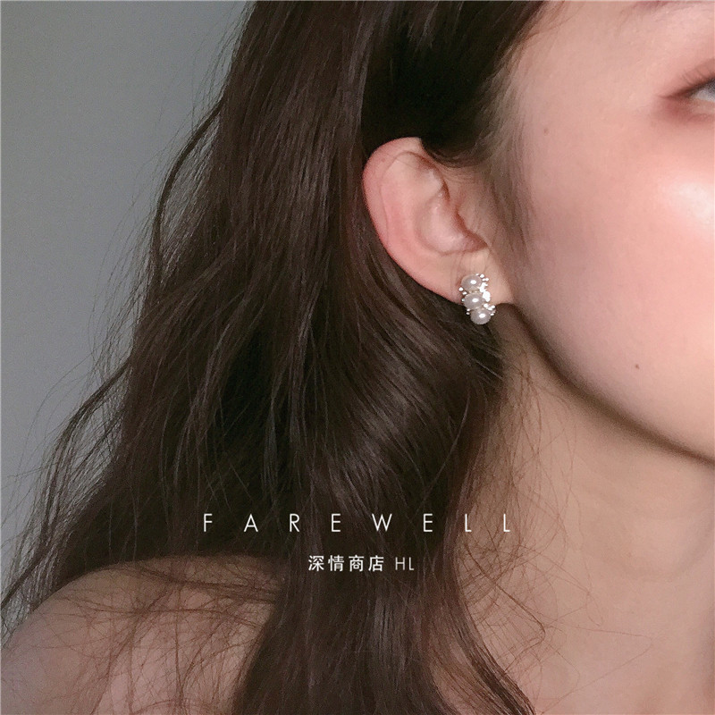 Style retro wind ~ ~ advanced sensual earrings pure silver ear nail minimalist about lukewarm wind and small net red with small crowdsourced super-fairy earthy