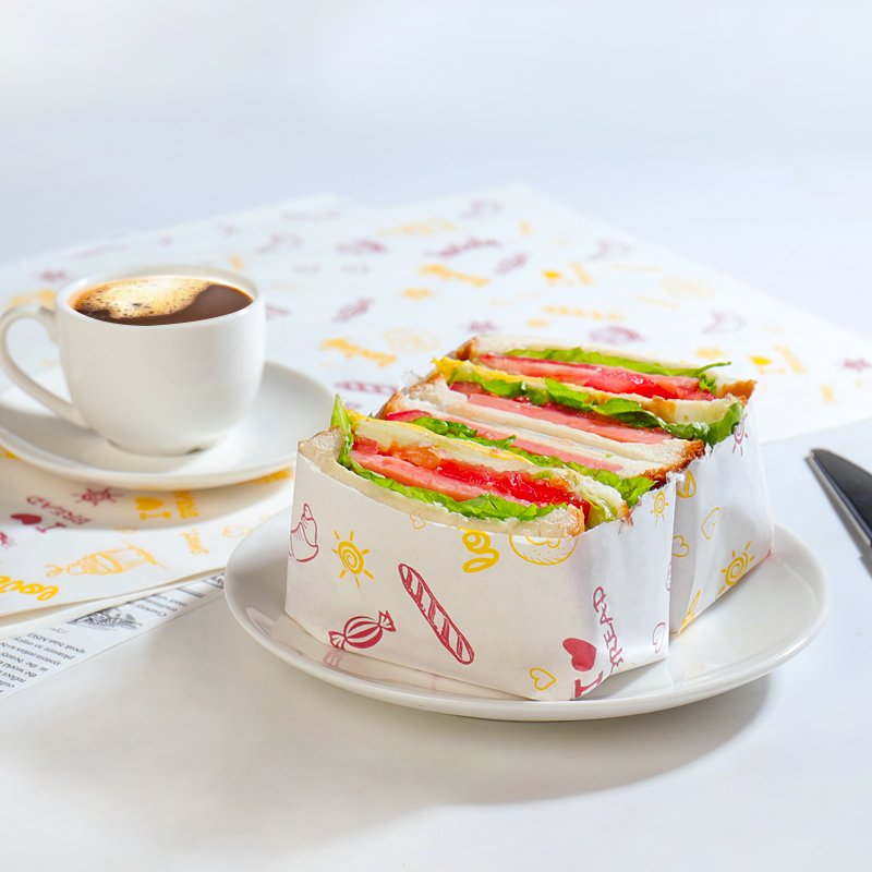 Sandwich wrapping paper oil-absorbing oil-proof sandwich hamburger paper tray bread baking dinner plate pad paper can be cut for home use