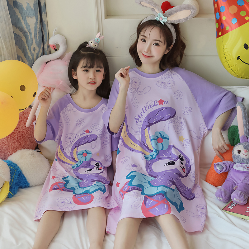 Girl Sleeping Dress Model Summer Short Sleeping Modern Children Bottom Princess Wind Children's Pyjamas Delu