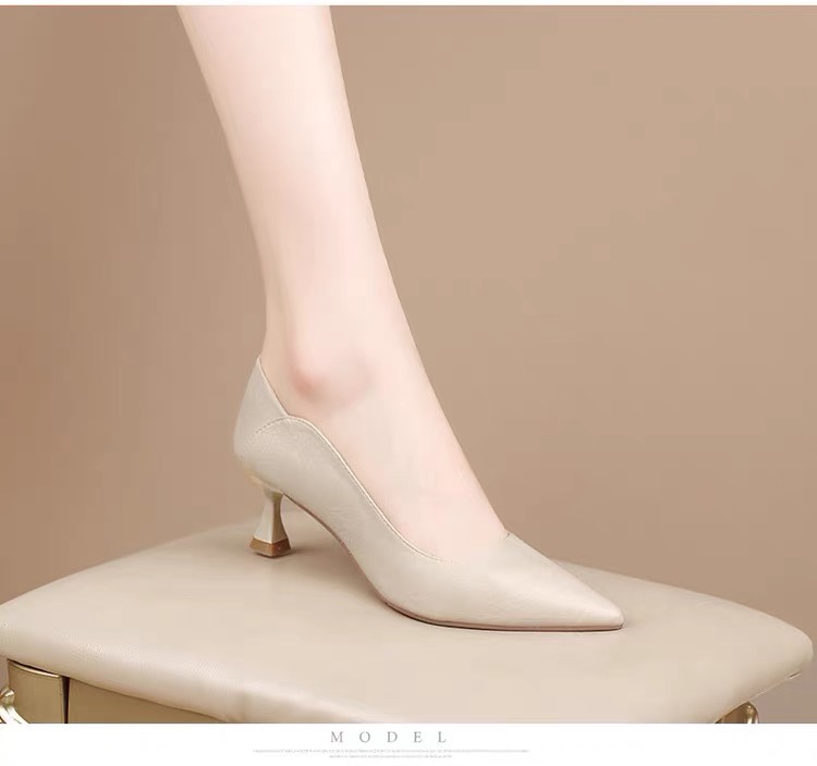 Genuine Leather High Heels 2025 New Spring and Autumn Versatile Two-Way Wear Single Shoes Stiletto Professional Women's Shoes for Commuting