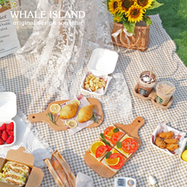 Korean cold wind milk tea color net red picnic set layout ins meal cloth Solid color Macaron disposable tableware