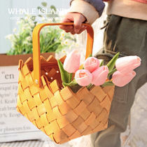 Simulation tulip bouquet picnic oil painting wind outdoor swing net red props high-grade pu single fake pollen white