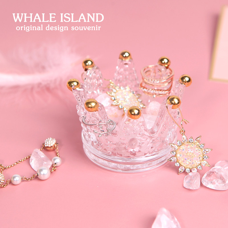 Crystal Relief Glass Crown Base Jewellery Holder Ring Containing Disc High Face Value Beauty Makeup Eggscented Candleholder Pendulum