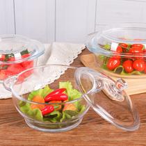 High temperature resistant glass bowl household glass pot household glass bubble noodle bowl with lid microwave oven special bowl