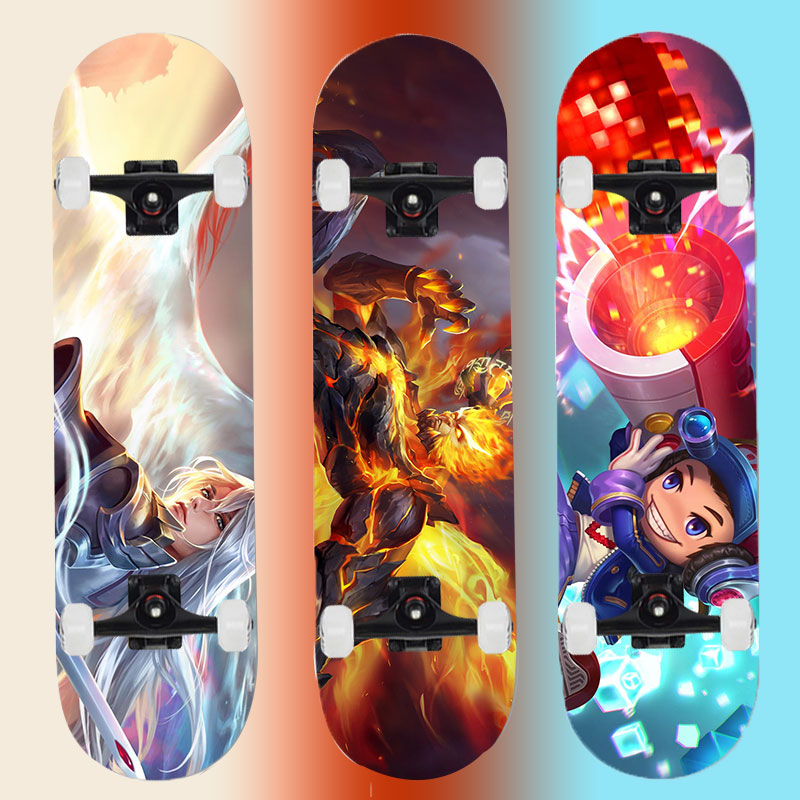 King of Glory Skateboard Beginner Children Adult Professional Board Shuangqiao Four-wheel Scooter Boy Teenager Flash