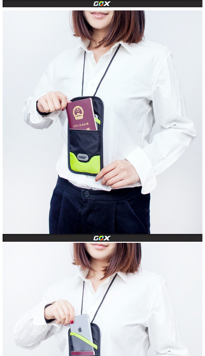 Gói hộ chiếu chống quét du lịch Gox Túi đựng tài liệu chống trộm RFID ở nước ngoài du lịch treo vé kẹp giấy chứng nhận cá nhân túi đựng giấy tờ tùy thân