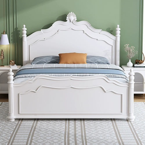 Американская ретро сплошная деревянная кровать современная минималистская главная спальня белая французская легкая роскошная корейская двойная принцесса кровать 2022 Новая