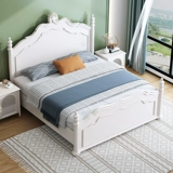 Американская ретро сплошная деревянная кровать современная минималистская главная спальня белая французская легкая роскошная корейская двойная принцесса кровать 2022 Новая