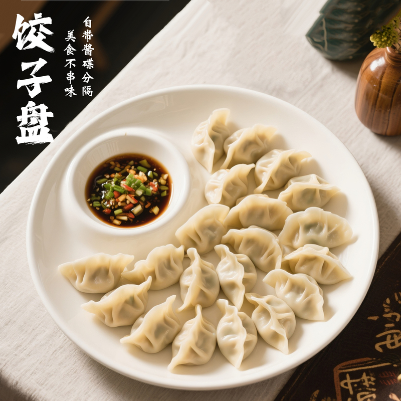 Ceramic Dumpling Plate, Shrimp Plate, Dumpling Plate with Dipping Sauce Dish, High-End Hotel Commercial Double-Layer Sub-Plate, French Fries Snack Plate Ceramic Dumpling Plate, Shrimp Plate, Dumpling Plate with Dipping Sauce Dish, High-End Hotel Commercial Double-Layer Sub-Plate, French Fries Snack Plate