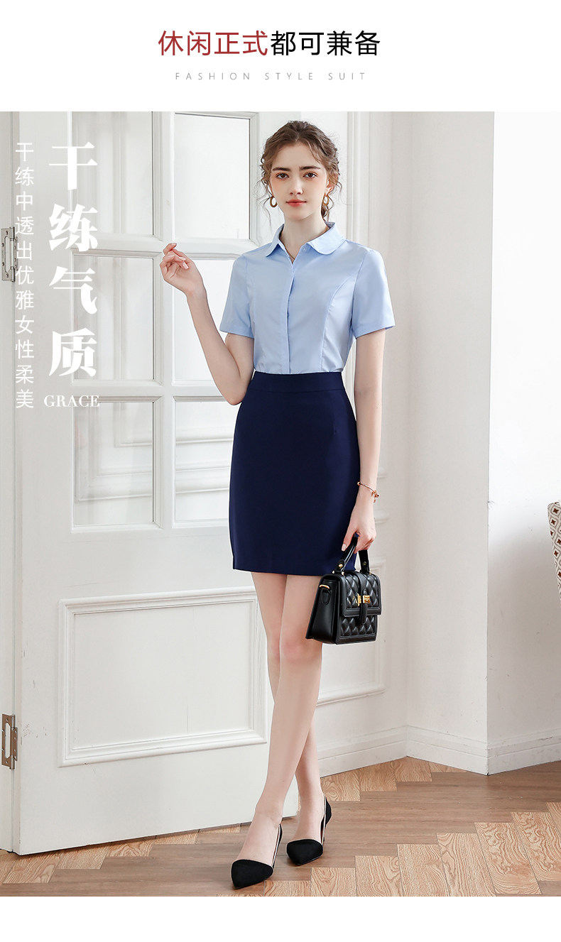 Professional Shirt for Women, Summer Short-Sleeved, Elegant Ol Style, Hotel Front Desk, Beautician Interview, Flight Attendant Uniform, Formal Work Attire — تصویر 1