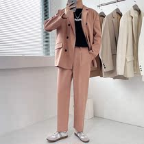 Light mature wind Korean ins suit suit men loose Hong Kong wind youth autumn High sense double breasted suit jacket