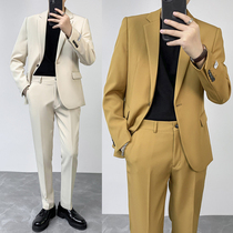New slim suit mens suit Korean trend light mature hanging casual suit male autumn students two-piece tide