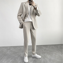 Light mature style Senior sense casual suit mens jacket autumn fashion yuppie Net red casual micro loose suit suit suit