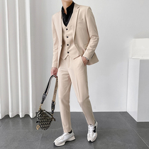 Light mature Wind Autumn style brand suit men Casual groom suit British style Ruffian handsome young senior sense jacket suit