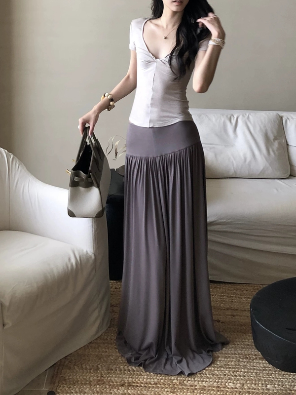 【European and American Style】Wanwan Youyi Women's Summer Draped Layered Skin-Friendly Midi Skirt 0.48kg1763