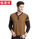 Áo len mùa thu Hengyuanxiang áo len cổ chữ V thẳng nam thường xuyên của giới trẻ Hàn Quốc áo len dài tay kinh doanh - Kéo qua