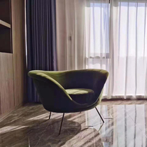 Nordic new fabric designer furniture ingot sofa chair living room study lazy metal foot shell leisure chair