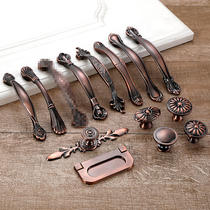 Eurostyle red ancient bronze drawer pull handle Chinese imitation antique wardrobe cupboard door handle retro cabinet shoe cabinet furniture handle