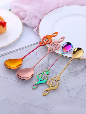 304 stainless steel spoon creative cute coffee spoon drink stirring small spoon net RED Music symbol spoon