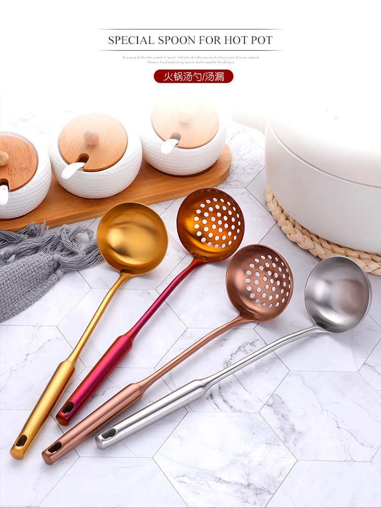 304 stainless steel hot pot colander soup spoon High-grade insulation colander soup with hook hot pot spoon set