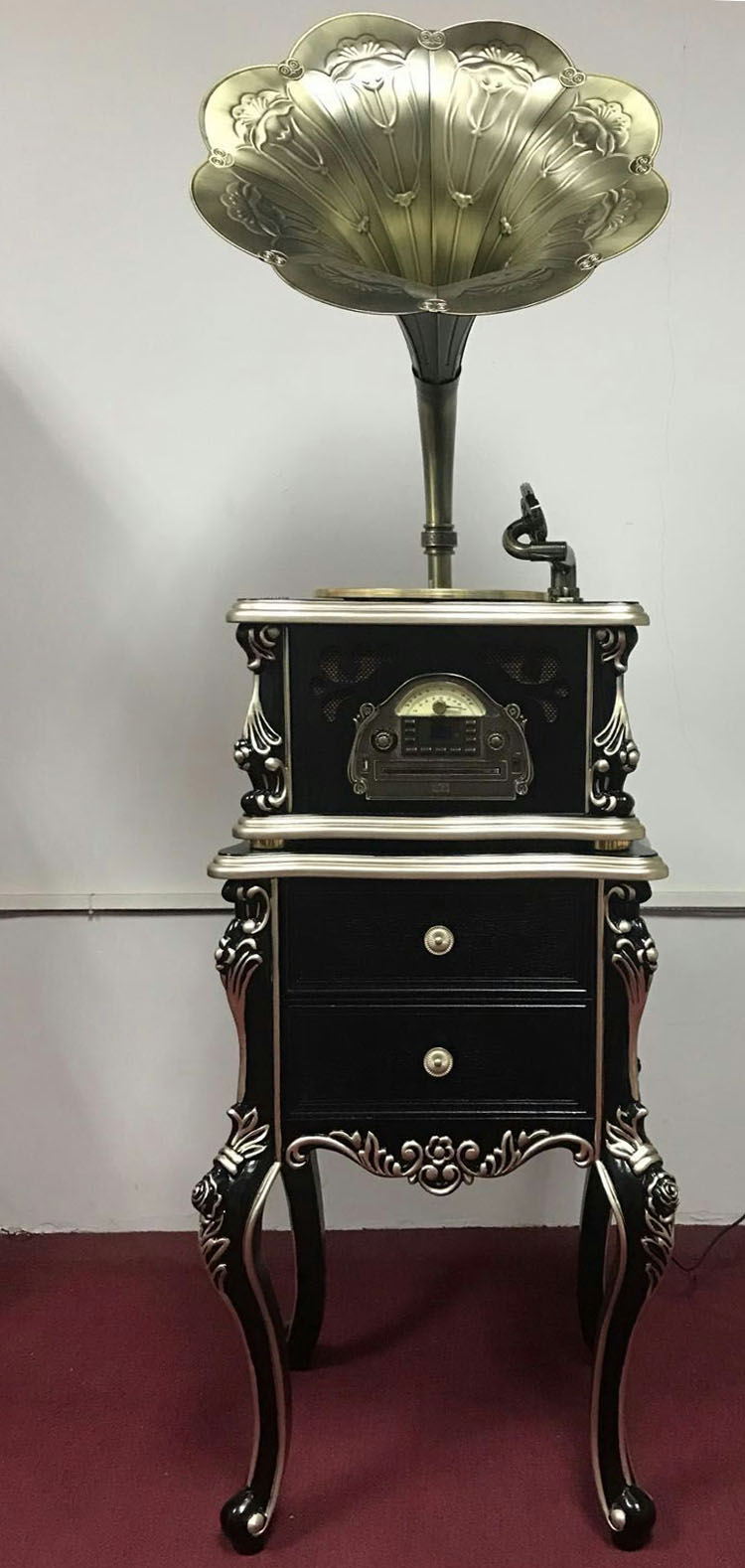 máy nghe nhạc đĩa than tiếng anh	 Gỗ cao cấp phiên bản Bluetooth loa siêu trầm retro lớn sừng máy ghi âm vinyl ghi âm máy nghe nhạc DVD - Máy hát 	đầu đĩa than liền amply