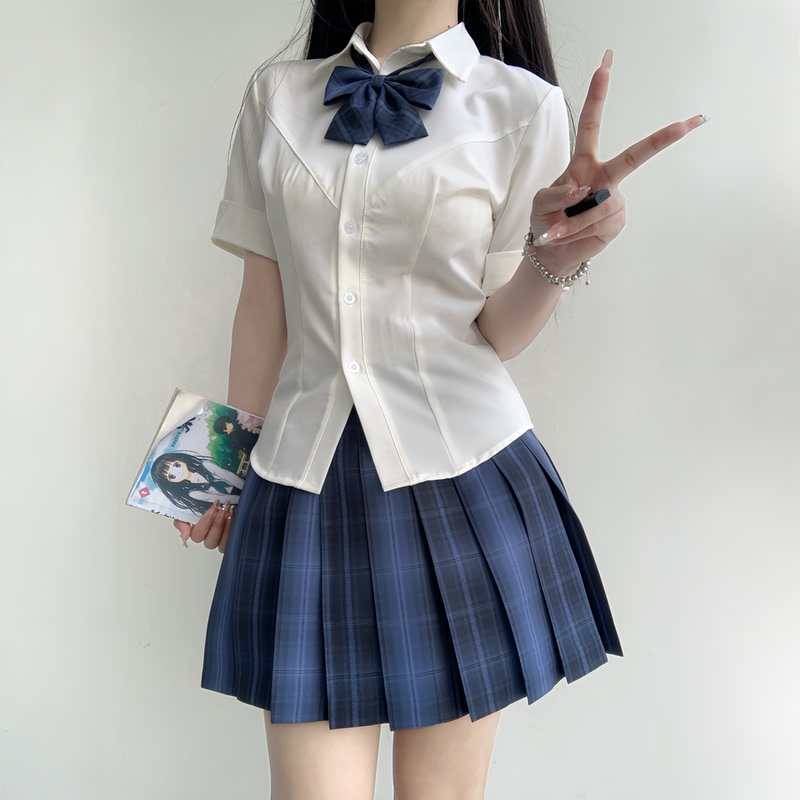 Miao's Original Jk Plaid Skirt, Authentic High School Style, New Blue Model for Women, 2026 Half-Length Pleated Plaid Skirt