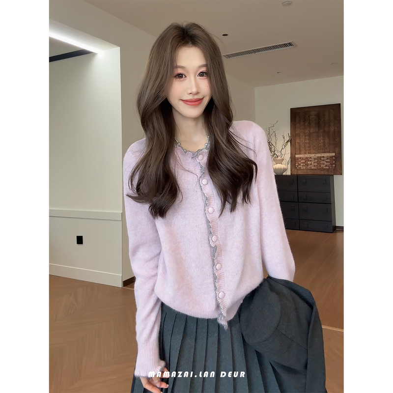 Mama Zai [Tinglan Anzhi] Korean-Style Simple and Gentle Knitted Sweater Top for Women