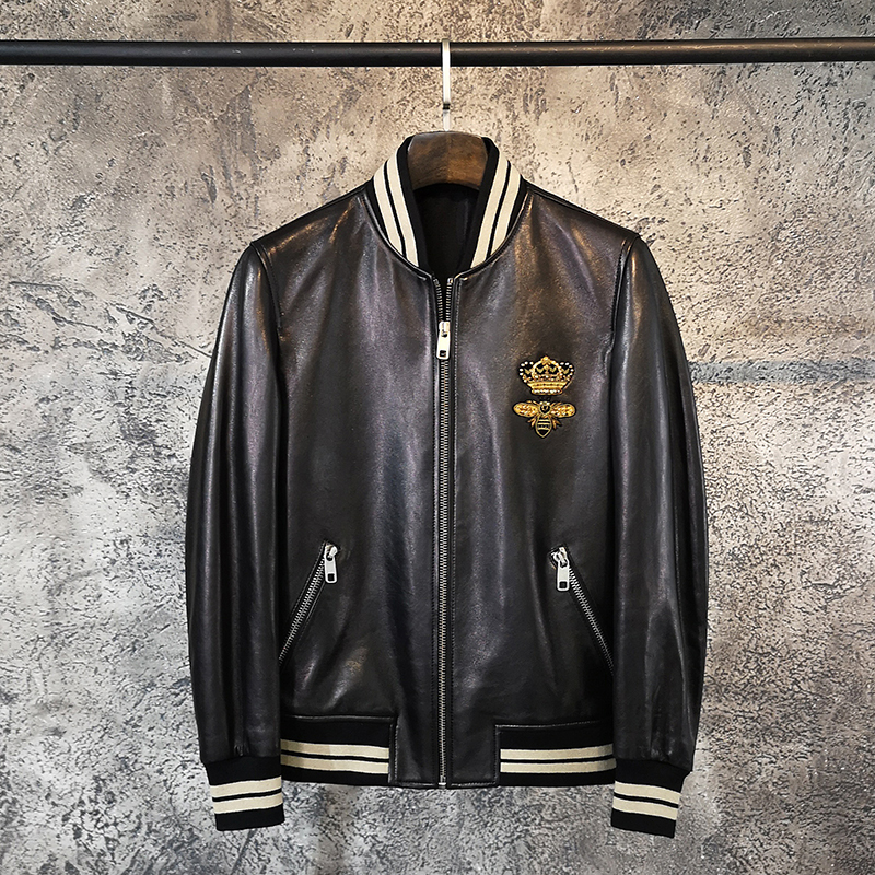 Cxxvi 2026 Spring New Sheepskin Leather Jacket Baseball Uniform Imported Genuine Leather Jacket for Men Cxxvi 2026 Spring New Sheepskin Leather Jacket Baseball Uniform Imported Genuine Leather Jacket for Men