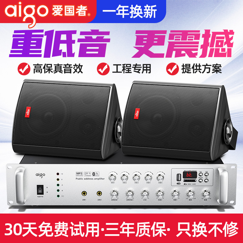 Patriot Wall-Mounted Speakers, Shop-Specific Speakers, Wall-Mounted Speakers for Conferences, Gym, Heavy Bass, Shop Amplifier Set
