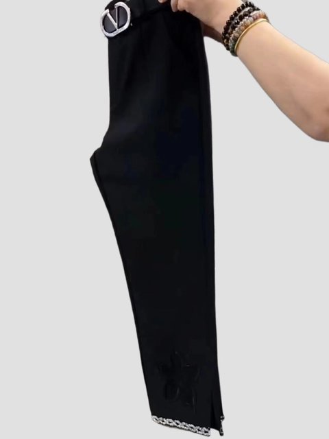 ສະຖານີເອີຣົບ 2024 Spring New High Waist Commuting Elastic Slit Nine-Point Small Leg Pants Slim Fit Versatile Fashion Pants