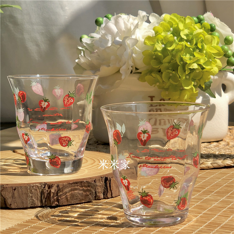 Good texture ~ ZAK* Japan made fresh strawberry glass cup tea cup milk cup Drinking cup Drinking cup 230ml