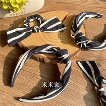 J * c home New ~ simple silk classic stripe hand kinked women hair band Bow Hairband hair band