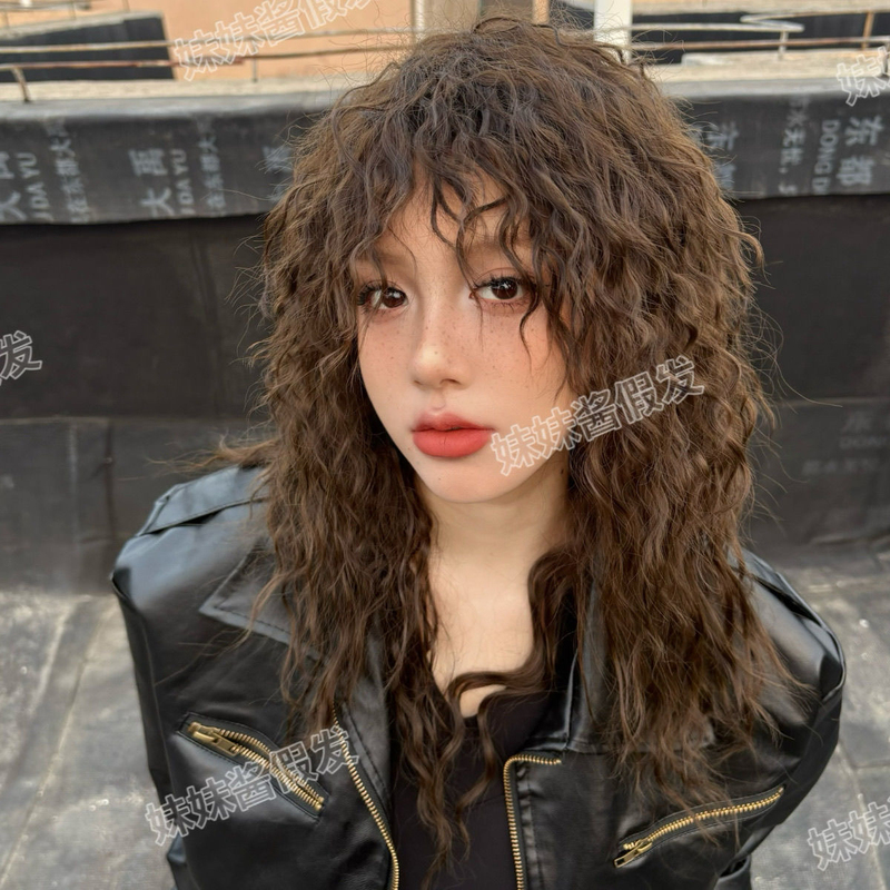 Wool Curly Wig for Women, Full Head Cover, American-Style Big Curls, Latin American Curls, Bubble Head, European and American Style, Full Wig, Long Hair Style
