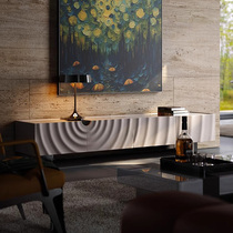 Light luxury TV cabinet villa whole house with slate storage cabinet floor cabinet Ripple TV cabinet coffee table combination TV