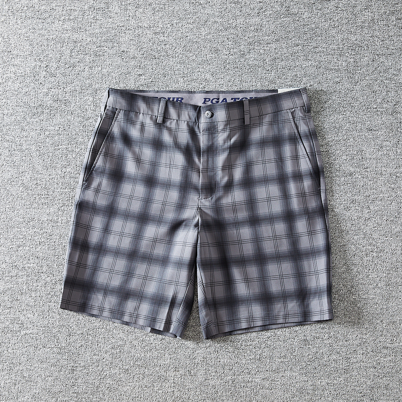 Exported to Europe and America + Golf Series Summer Men's Sports and Leisure Quick-Drying Five-Point Shorts with Non-Slip Waist Plaid Shorts