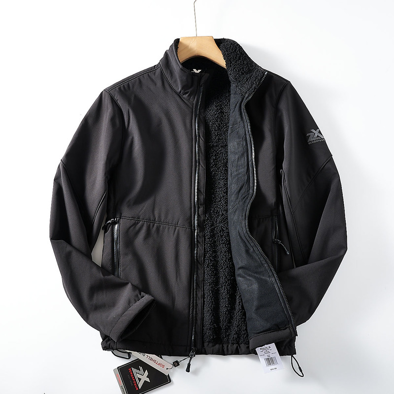 Exported to North America! Available in Large Sizes! Men's Autumn and Winter Outdoor Waterproof and Windproof Fleece-Lined Softshell Jacket for Export