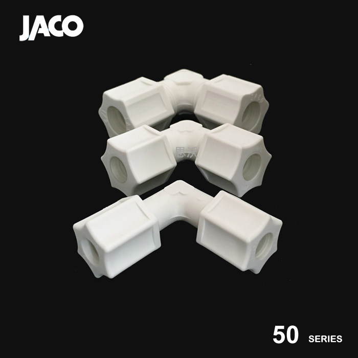 JACO 50 series of bends through plastic joints PP bends straight through joints L PP joints